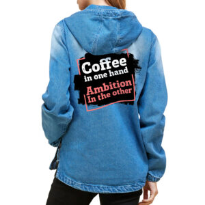 Funny Saying Women's Denim Jacket with Hoodie - Stylish Humor Apparel