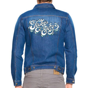 Take It Easy Dark Washed Men's Denim Trendy Jacket with relaxed style.