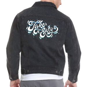 Take It Easy Men's Vintage Denim Trendy Jacket with timeless style.