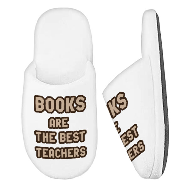 Book Themed Memory Foam Slippers with cozy book illustrations.