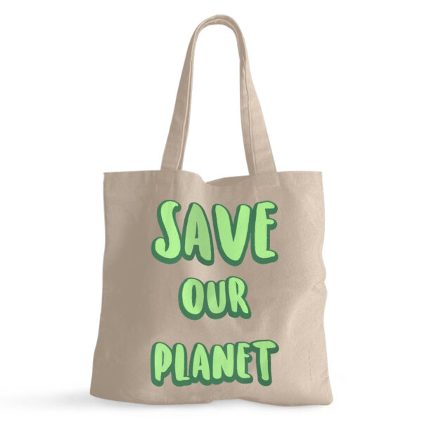 "Save the Planet" Earth Day Small Tote Bag with eco-friendly message.