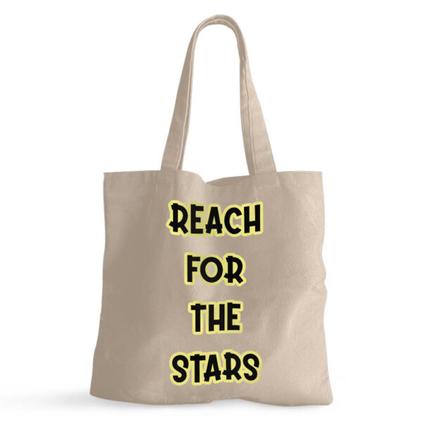 "Reach for the Stars" Small Tote Bags with inspiring message.