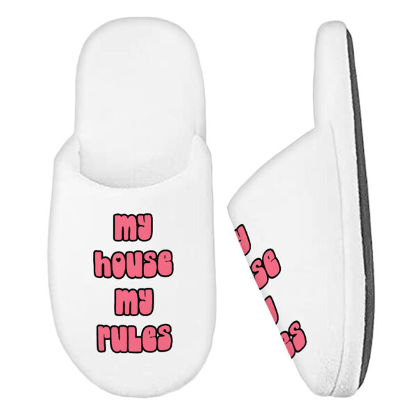 Image depicting My House Rules Memory Foam Slippers.