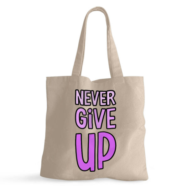 Image depicting Never Give Up Inspirational Small Tote Bag.