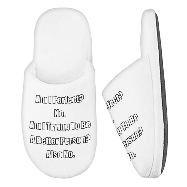 Image depicting "Am I Perfect? No" Memory Foam Slippers.