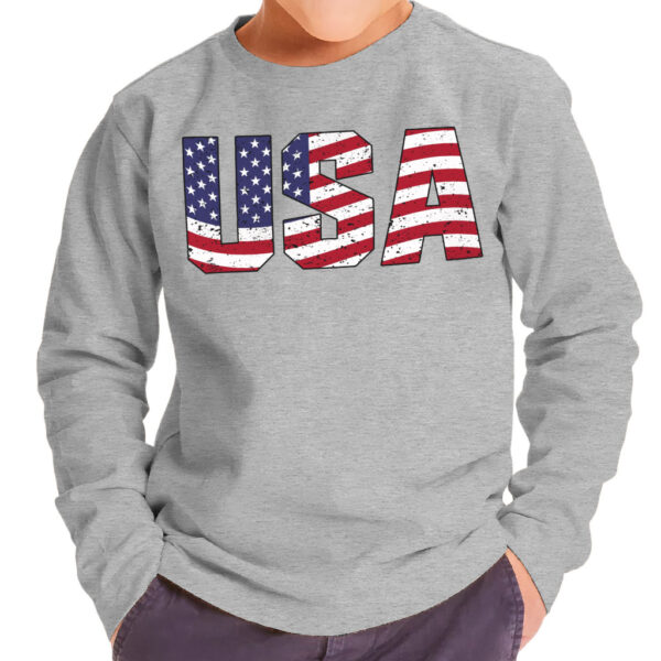 Image depicting USA Flag Toddler Long Sleeve Patriotic T-Shirt.