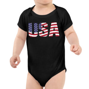 USA Flag Patriotic Baby Jersey Onesie - Patriotic infant apparel.