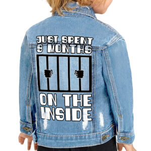 Toddler wearing a stylish denim jacket.