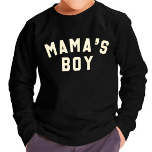 Toddler wearing a cute Mama's Boy long sleeve t-shirt.