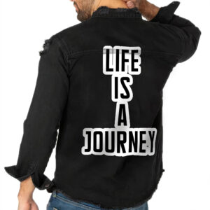 Life is a Journey Men's Vintage Distressed Denim Shirt.