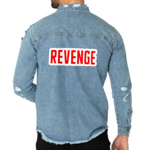 Revenge Men's Distressed Trendy Denim Shirt.