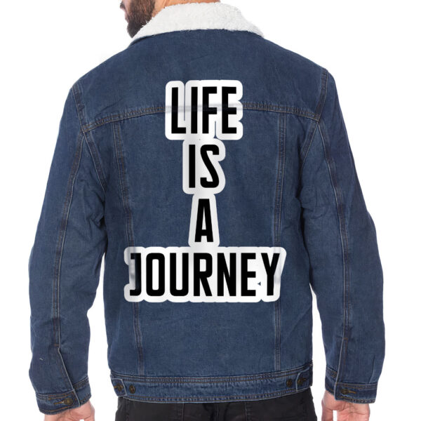 Life is a Journey Men's Sherpa-Lined Denim Jacket.