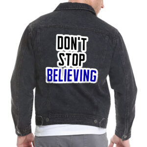 Don't Stop Believing Men's Vintage Denim Jacket.