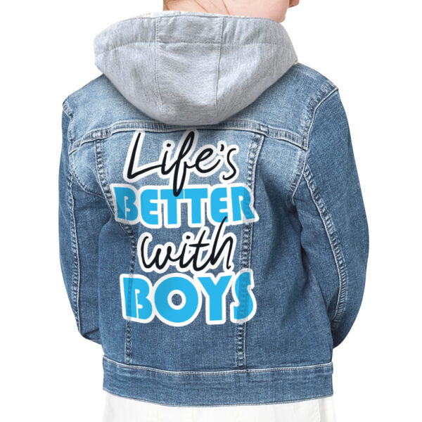 Funny Printed Quotes Kids' Hooded Denim Jacket.