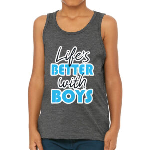 Colorful kids' jersey tank with funny printed quotes.