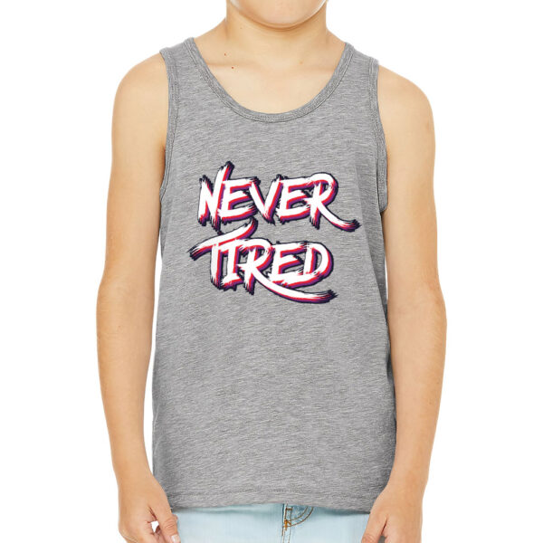 Kids' sleeveless jersey tank with cool graphic design.