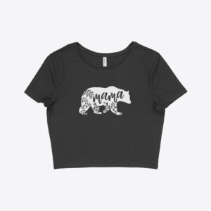 Mama Bear" Women's Cropped T-Shirt in white, laid flat.