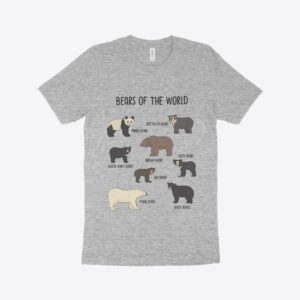 Bears of the World T-Shirt featuring bear illustrations, made in USA