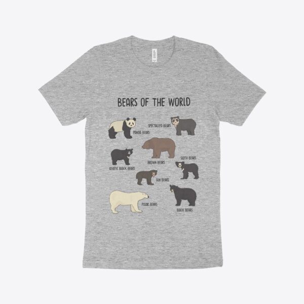 Bears of the World T-Shirt featuring bear illustrations, made in USA